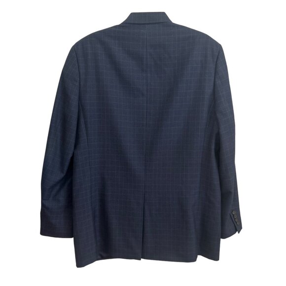 Lauren Ralph Lauren Navy Blazer Size 44L Windowpane Pattern 2 Button Closure - Picture 2 of 10